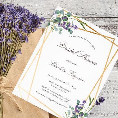 Bridal shower eucalyptus lavender geo budget flyer