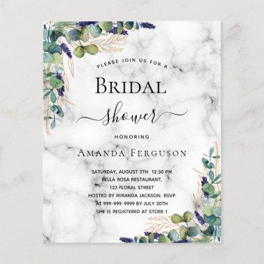Bridal shower eucalyptus marble budget Invitations