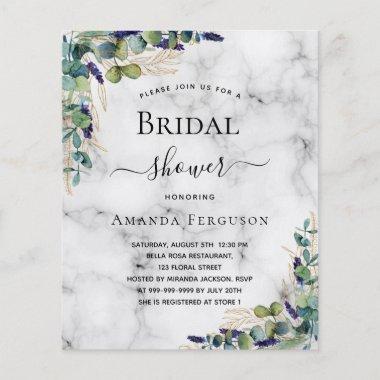 Bridal shower eucalyptus marble budget Invitations flyer