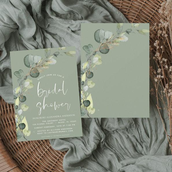 Bridal Shower Eucalyptus Sage Green Invitations Flyer