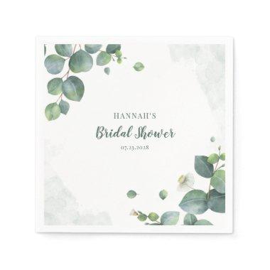 Bridal Shower Eucalyptus Script Watercolor Napkins