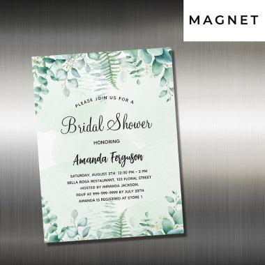 Bridal shower eucalyptus woodland luxury magnetic Invitations