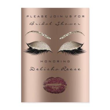 Bridal Shower Eyes Bronze Sparkly Lips Burgundy Invitations