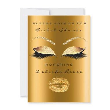 Eyes Gold Sparkly Lips Makeup Glam