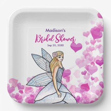 Bridal Shower Fairy Princess Pink Hearts Fashion Paper Plates