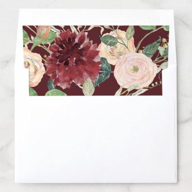 Fall Floral Marsala Chysantemum Rose Envelope Liner