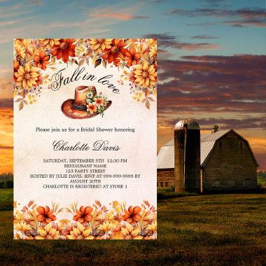 Bridal Shower fall in love cowgirl orange flowers Invitations