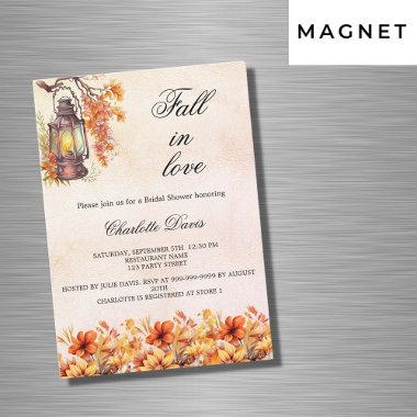 Bridal Shower fall in love florals orange luxury Magnetic Invitations