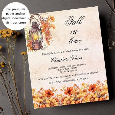 Bridal Shower fall love orange budget Invitations Flyer