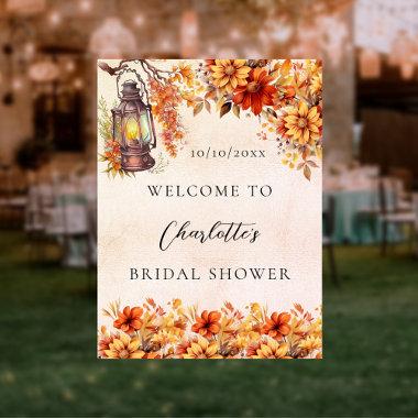 Bridal Shower fall orange flowers welcome Poster