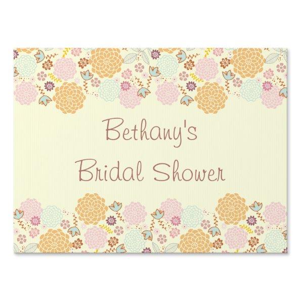 Bridal Shower Fancy Modern Floral Yard Sign