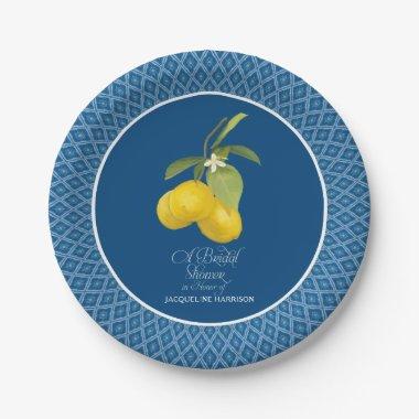 Farm Royal Blue Lemon Flower Citrus Paper Plates