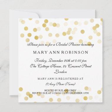 Bridal Shower Faux Gold Foil Glitter Lights Invitations