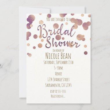 Bridal Shower Faux Rose Gold Bronze Invitations