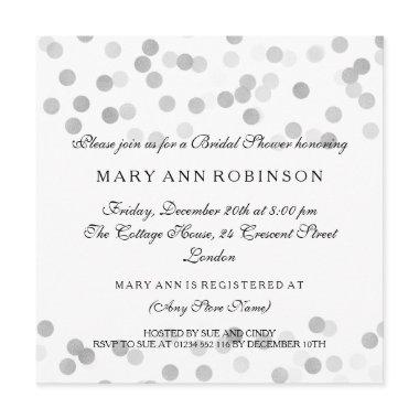 Bridal Shower Faux Silver Foil Glitter Lights Invitations