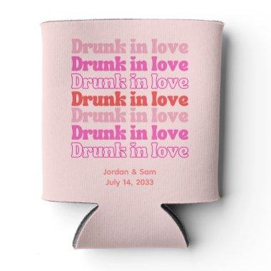 Bridal Shower Favor Drunk in Love Pink Can Cooler