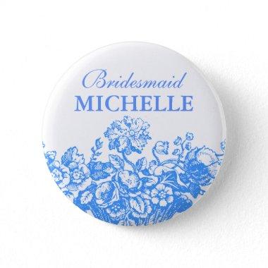 Bridal Shower Favor Floral Basket Blue Button