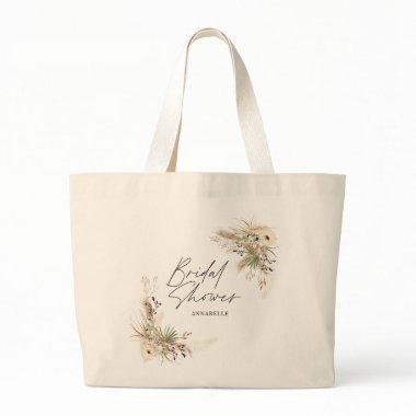 Bridal shower favor pampas eucalyptus elegant tote