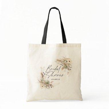 Bridal shower favor pampas eucalyptus elegant tote bag