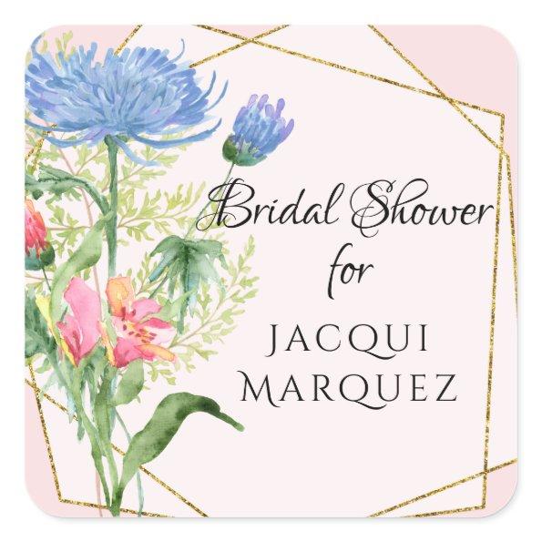 Favor Seals Dusty Blue Pink Floral