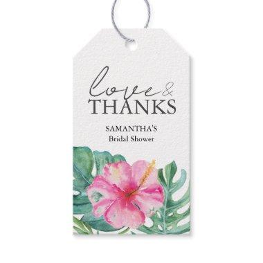 Bridal Shower Favor Tags Watercolor Pink Flowers