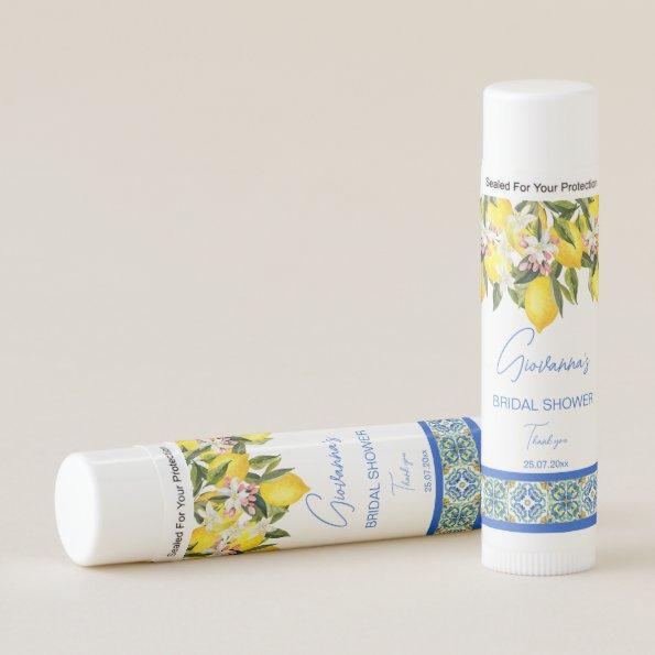 Favors Blue Majolica Tiles Lemons Lip Balm