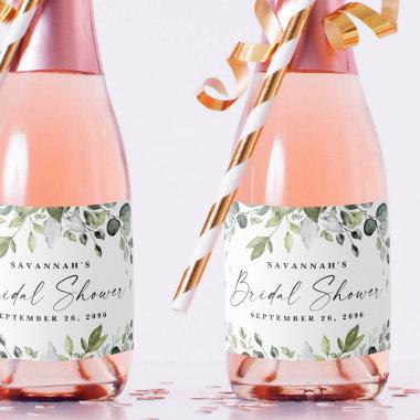 Bridal Shower Favors Elegant Greenery Mini Bottle Sparkling Wine Label