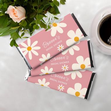 Bridal shower favors retro daisy desert pink custo hershey bar favors