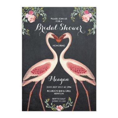 Bridal Shower flamingo Invitations chalkboard