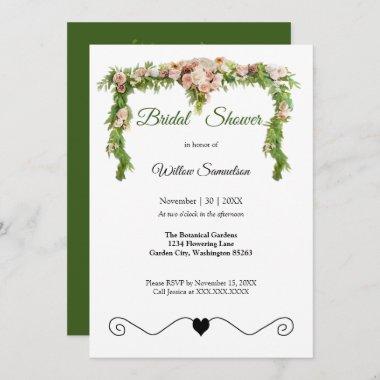 Bridal Shower Floral and Heart Vine Invitations
