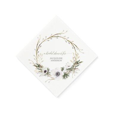 Floral BOHO Wreath Anemone Rustic Paper Napkins