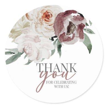 , floral bridal, bride to be classic round sticker
