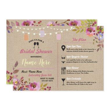 Floral Burlap Jars Pink Itinerary
