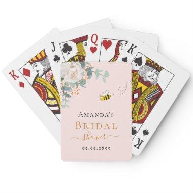 floral eucalyptus bee rose gold pink Poker