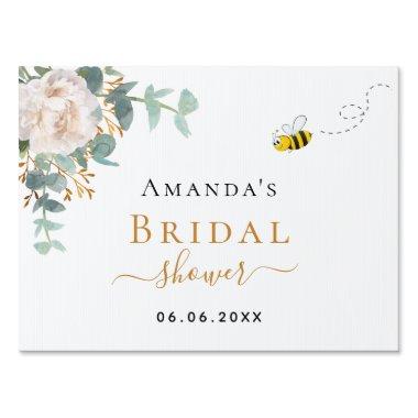 Bridal Shower floral eucalyptus greenery bee Sign