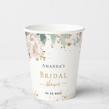 floral eucalyptus greenery glitter Paper Cups