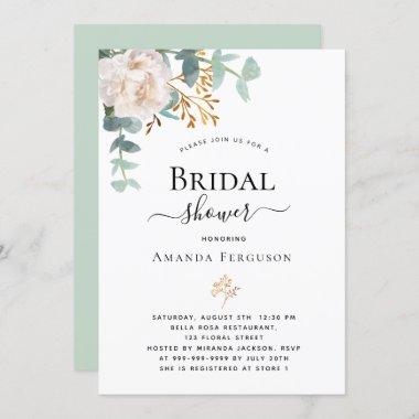 Bridal Shower floral eucalyptus greenery modern Invitations