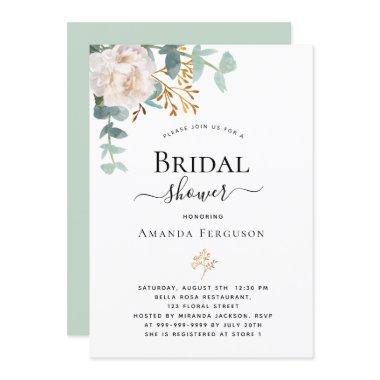 Bridal Shower floral eucalyptus greenery modern Invitations