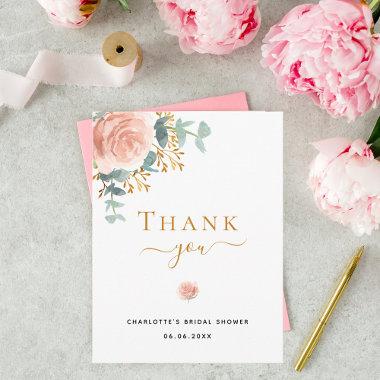 Bridal Shower floral eucalyptus pink thank you PostInvitations