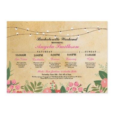 Floral Itinerary Bachelorette Invite