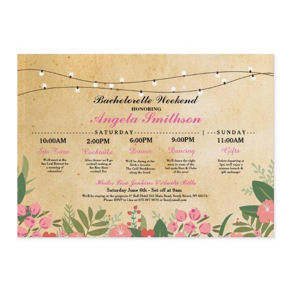 Floral Itinerary Bachelorette Invite