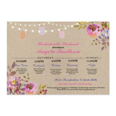 Bridal Shower Floral Jars Itinerary Bachelorette Invitations