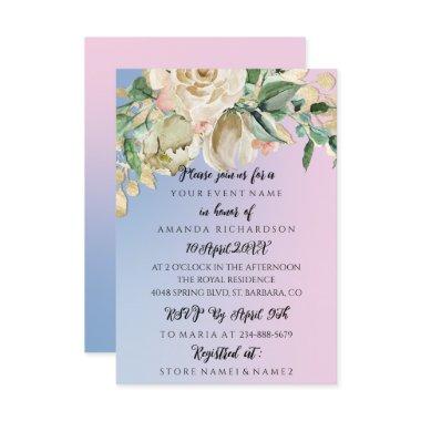 Bridal Shower Floral Mint Green Pink And Blue Invitations