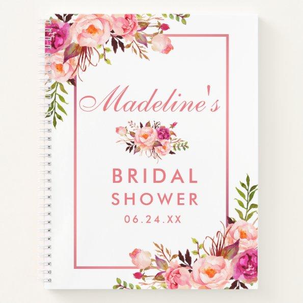 Bridal Shower Floral Pink Blush Gift List Notebook