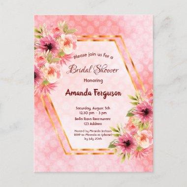 Bridal shower floral pink geometric postInvitations