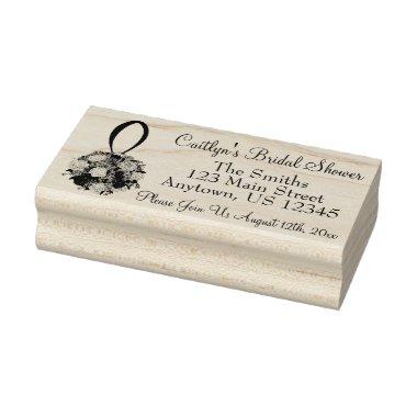 Floral Rose Bouquet Wedding Address Rubber Stamp