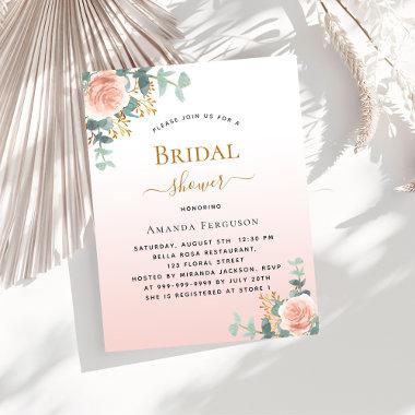 Bridal Shower floral rose gold budget Invitations