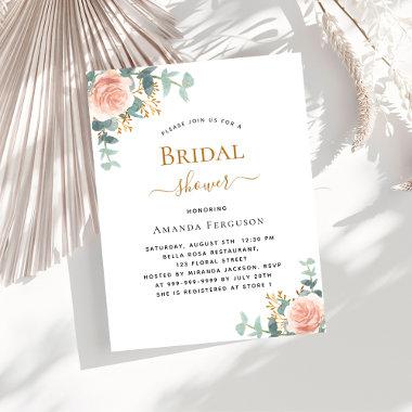 Bridal Shower floral rose gold budget Invitations Flyer