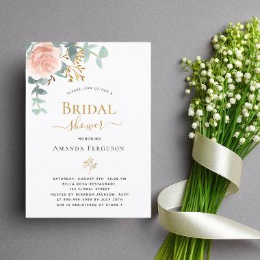 Bridal Shower floral rose gold eucalyptus greenery Invitations