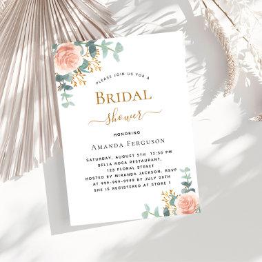 Bridal Shower floral rose gold eucalyptus greenery Invitation PostInvitations